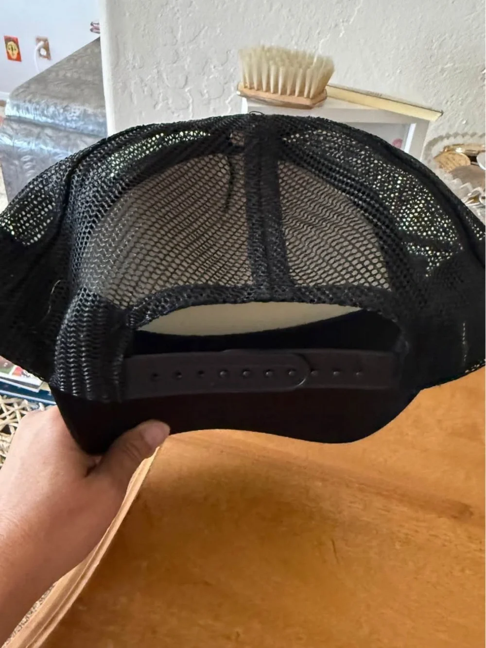 Black Trucker Hat with Red Glitter Stripes & White Baseball Heart